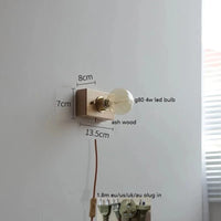 Applique murale japonaise Vintage en bois et cuivre - Chaînette interrupteur | Marco Lucetti Eu nous royaume-uni au brancher / 4w (max100w)