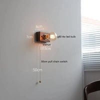 Applique murale japonaise Vintage en bois et cuivre - Chaînette interrupteur | Marco Lucetti Interrupteur à chaîne 2 / 4w (max100w)