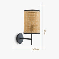 Applique murale japonaise vintage en rotin style Wabi Sabi, fait main | Marco Lucetti