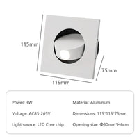 Applique murale LED 360° avec interrupteur pliable | Marco Lucetti Carré Blanc / Blanc chaud (2700-3500K)