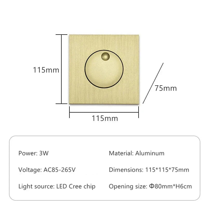 Applique murale LED 360° avec interrupteur pliable | Marco Lucetti Carré de Bronze / Blanc chaud (2700-3500K)