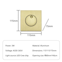 Applique murale LED 360° avec interrupteur pliable | Marco Lucetti Carré de Bronze / Blanc chaud (2700-3500K)