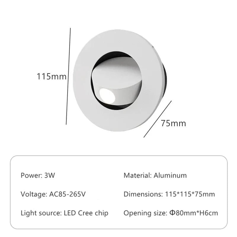 Applique murale LED 360° avec interrupteur pliable | Marco Lucetti Rond Blanc / Blanc chaud (2700-3500K)