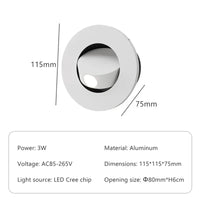 Applique murale LED 360° avec interrupteur pliable | Marco Lucetti Rond Blanc / Blanc chaud (2700-3500K)