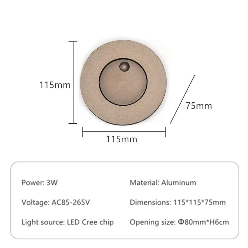 Applique murale LED 360° avec interrupteur pliable | Marco Lucetti Ronde de café / Blanc chaud (2700-3500K)