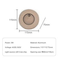 Applique murale LED 360° avec interrupteur pliable | Marco Lucetti Ronde de café / Blanc chaud (2700-3500K)