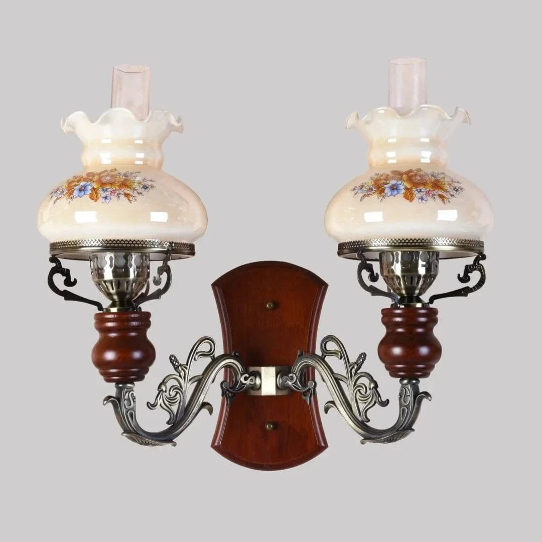 Applique murale LED à deux têtes - Élégance pour votre intérieur | Marco Lucetti Base en bois de style B