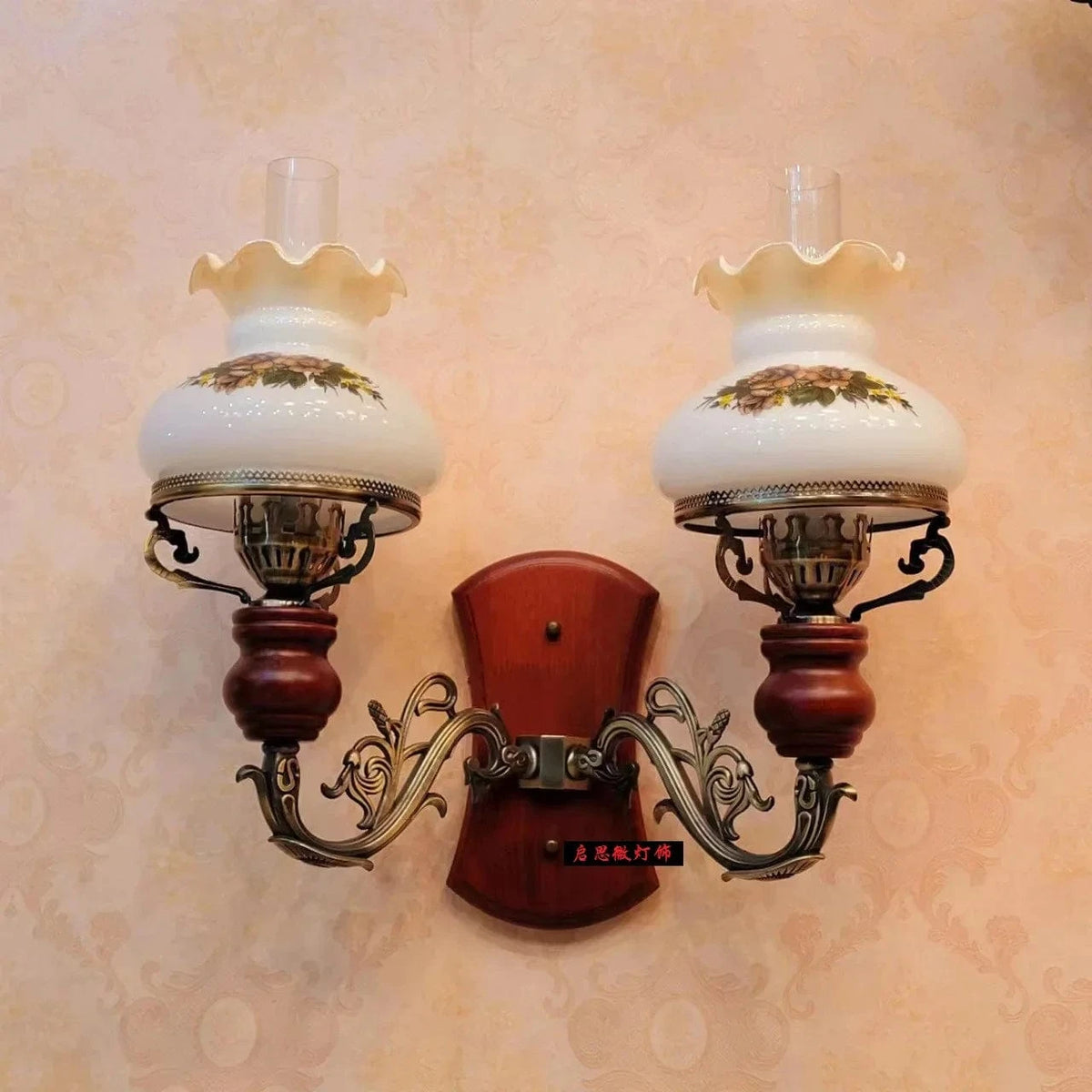 Applique murale LED à deux têtes - Élégance pour votre intérieur | Marco Lucetti Style A piètement en bois