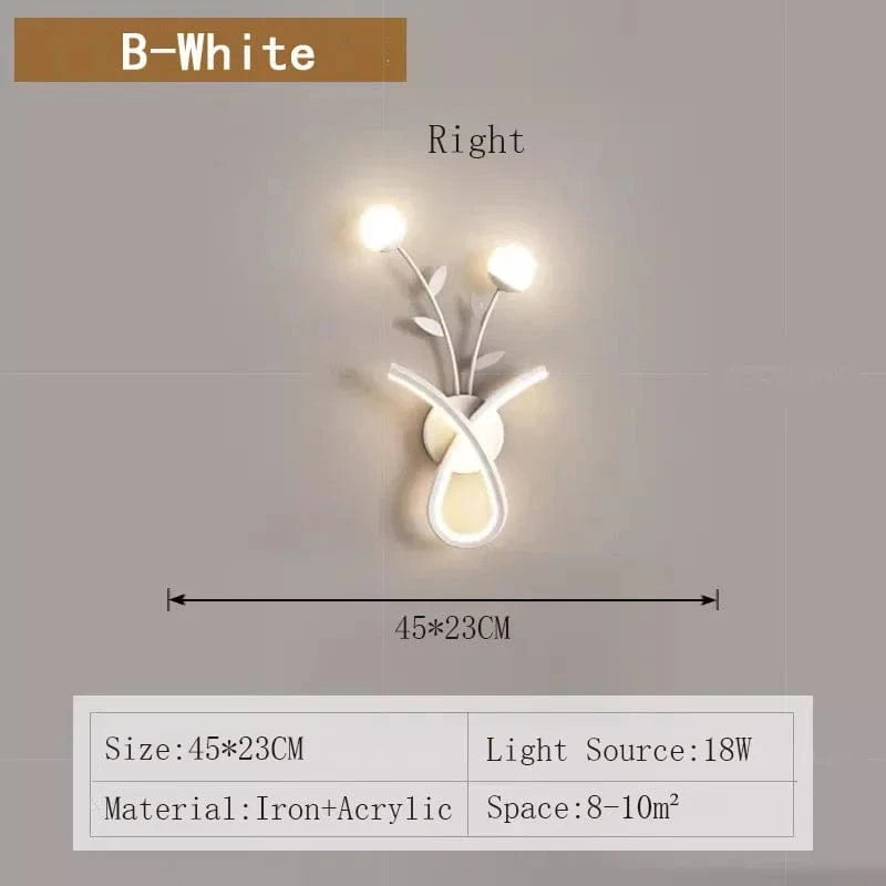 Applique Murale LED Acrylique Fleur Design | Marco Lucetti B Blanc Droite / Blanc froid