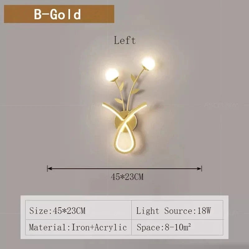 Applique Murale LED Acrylique Fleur Design | Marco Lucetti B Or Gauche / Blanc froid