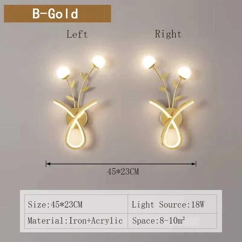 Applique Murale LED Acrylique Fleur Design | Marco Lucetti B Or Gauche Droite / Blanc froid