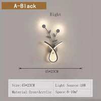 Applique Murale LED Acrylique Fleur Design | Marco Lucetti Une droite noire / Blanc froid