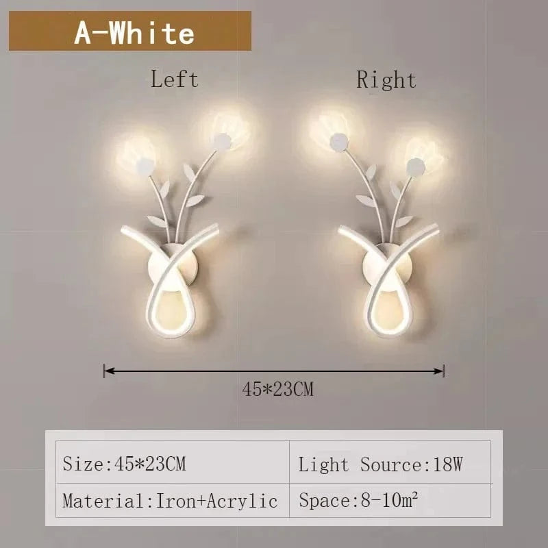 Applique Murale LED Acrylique Fleur Design | Marco Lucetti Une gauche droite blanche / Blanc froid