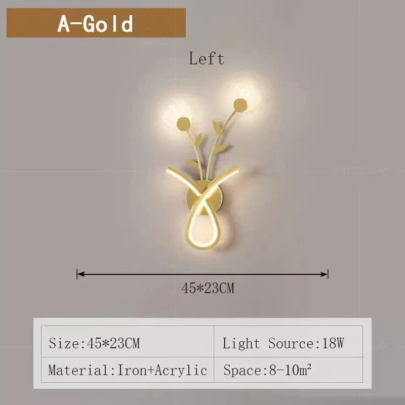 Applique Murale LED Acrylique Fleur Design | Marco Lucetti Une gauche en or / Blanc froid