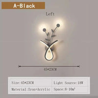 Applique Murale LED Acrylique Fleur Design | Marco Lucetti Une gauche noire / Blanc froid