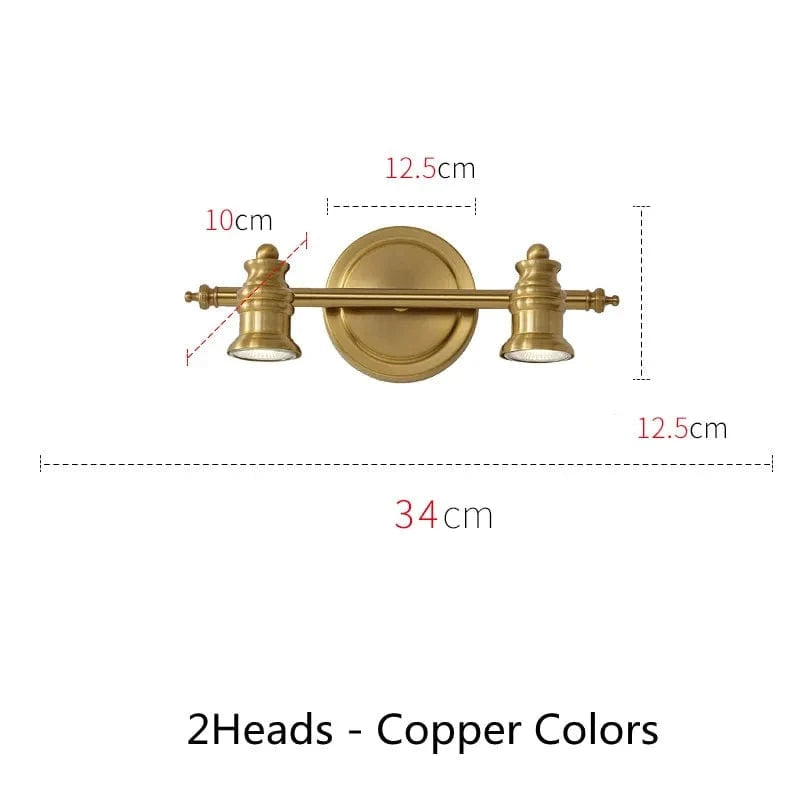 Applique murale Led américaines pour miroir de salle de bains | Marco Lucetti 2Têtes Cuivre A / CHINE / Blanc chaud (2700-3500K)