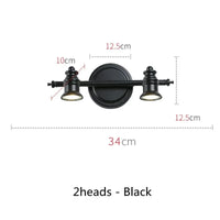 Applique murale Led américaines pour miroir de salle de bains | Marco Lucetti 2Têtes noires A / CHINE / Blanc froid (5 500-7 000 K).