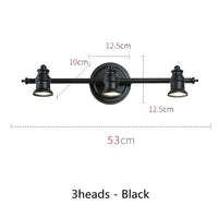 Applique murale Led américaines pour miroir de salle de bains | Marco Lucetti 3Têtes noir A / CHINE / Blanc chaud (2700-3500K)