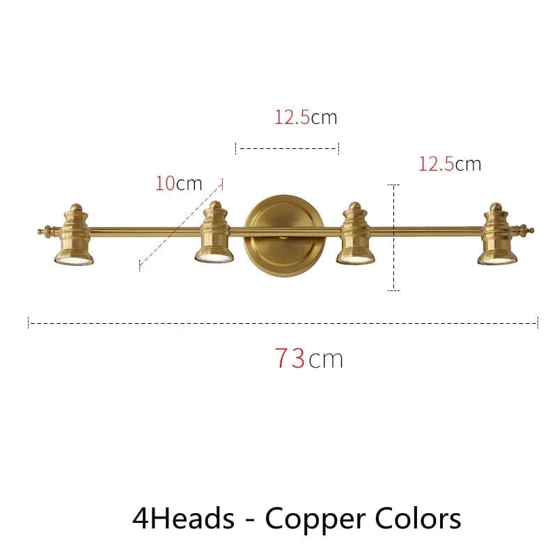 Applique murale Led américaines pour miroir de salle de bains | Marco Lucetti 4Têtes Cuivre A / CHINE / Blanc chaud (2700-3500K)