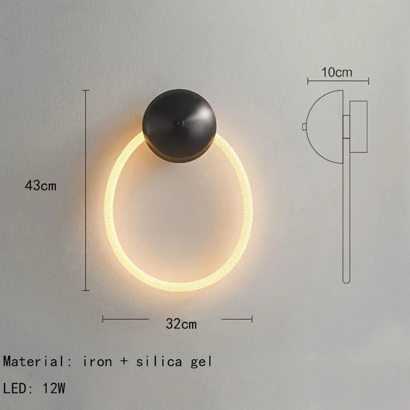 Applique murale LED Art Déco - Anneau en silicone - Eclairage distinctif 3000K | Marco Lucetti 1 anneau de fer / Blanc chaud (2700-3500K)