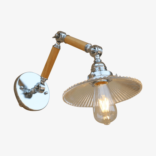 Applique murale LED Art Deco chromée, bois et verre - Design ajustable | Marco Lucetti
