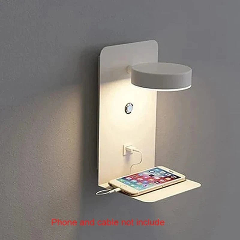 Applique murale LED avec chargeur USB et interrupteur stylisé. | Marco Lucetti BLANC