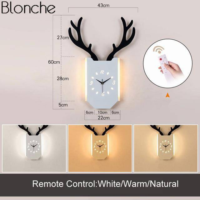Applique murale LED avec horloge en forme de corne de cerf. | Marco Lucetti
