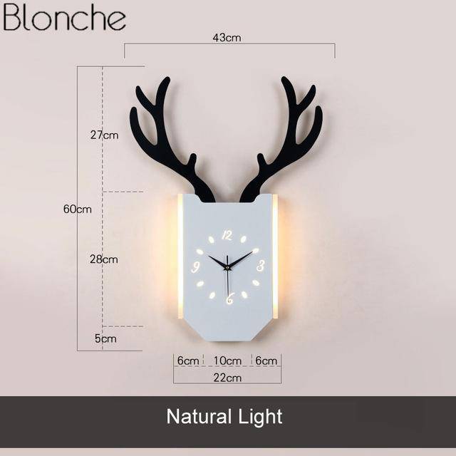 Applique murale LED avec horloge en forme de corne de cerf. | Marco Lucetti