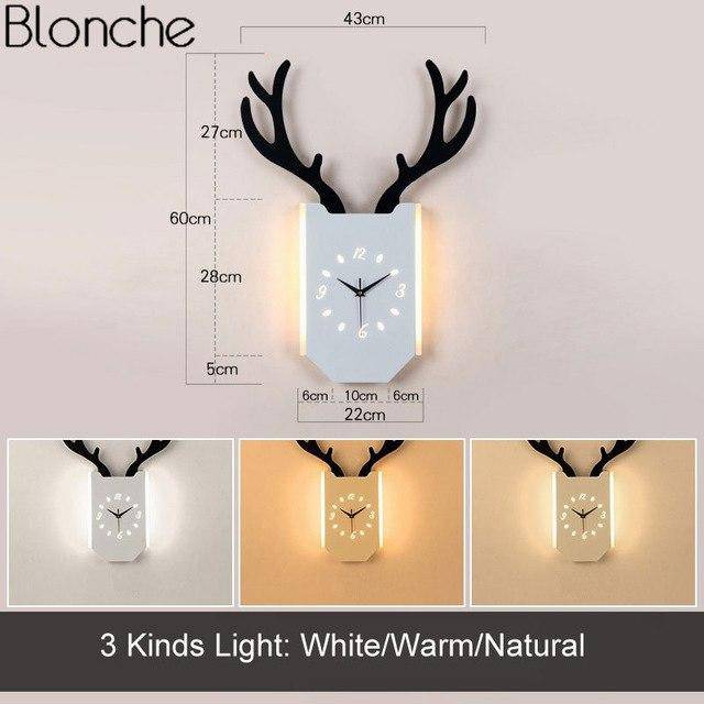 Applique murale LED avec horloge en forme de corne de cerf. | Marco Lucetti Blanc