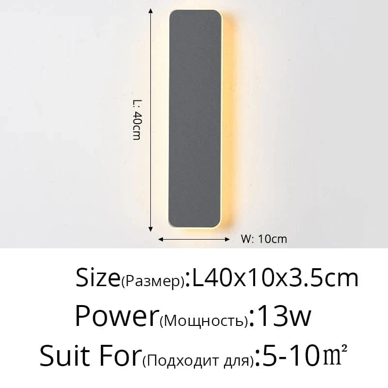 Applique murale LED avec interrupteur tactile - Éclairage modernisé pour votre intérieur | Marco Lucetti Gris 40x10x3,5cm / Blanc chaud (2700-3500K)