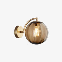 Applique murale LED Luxe: Tige dorée et Boule en Verre Colorée