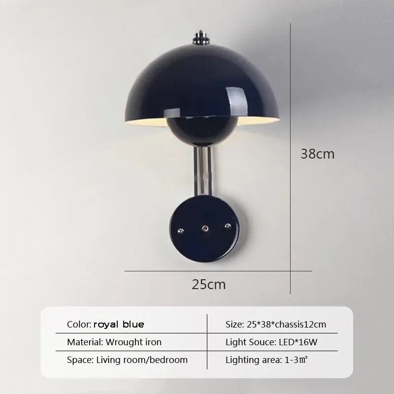 Applique murale LED Blossom Nordique | Marco Lucetti WL597 Bleu roi / Blanc froid