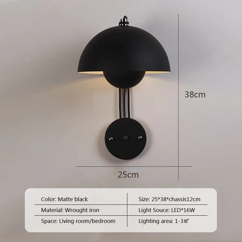 Applique murale LED Blossom Nordique | Marco Lucetti WL597 Noir mat / Blanc froid