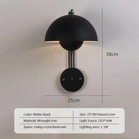 Applique murale LED Blossom Nordique | Marco Lucetti WL597 Noir mat / Blanc froid