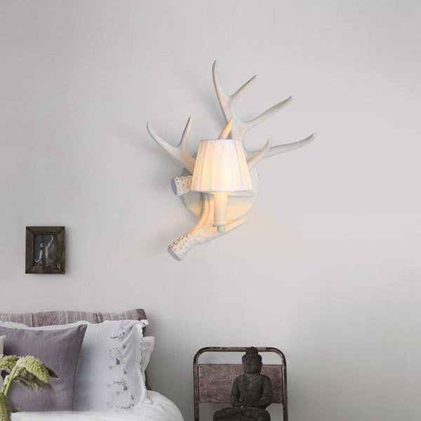 Applique murale LED bois blanc & abat-jour vintage | Marco Lucetti