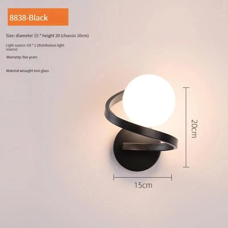 Applique Murale LED Boule de Verre Moderne Décoration Nordique - Luminaire Intérieur | Marco Lucetti Noir / Blanc chaud (2700-3500K)