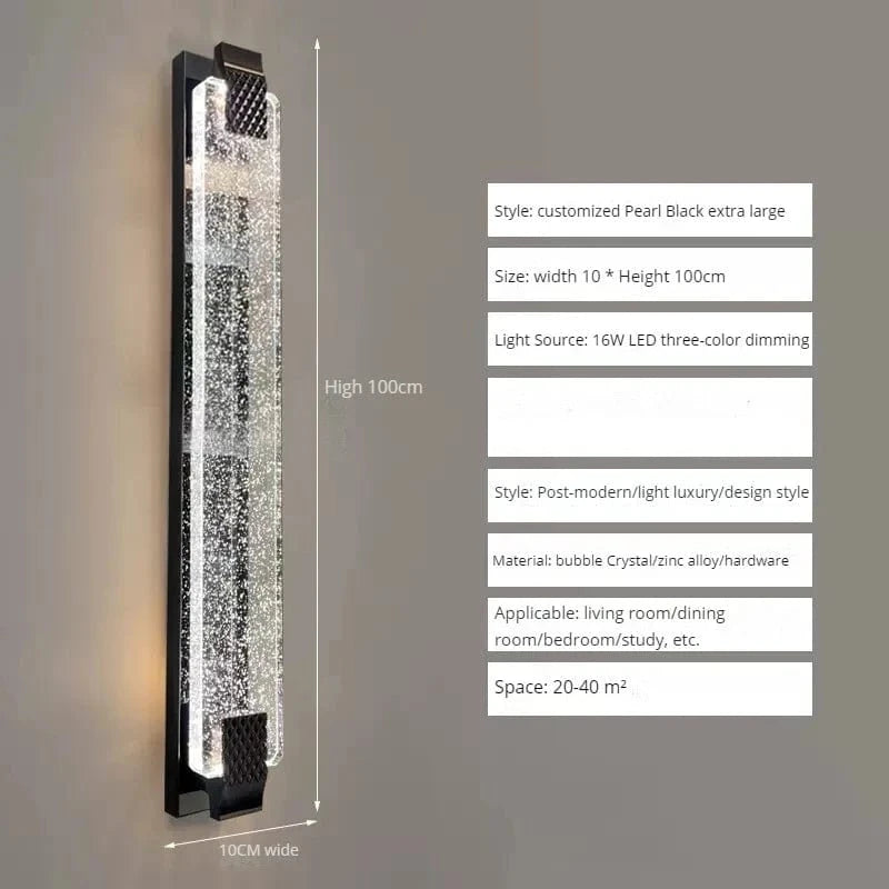 Applique Murale LED Bulle Cristal Luxe Moderne | Marco Lucetti Noir-100cm
