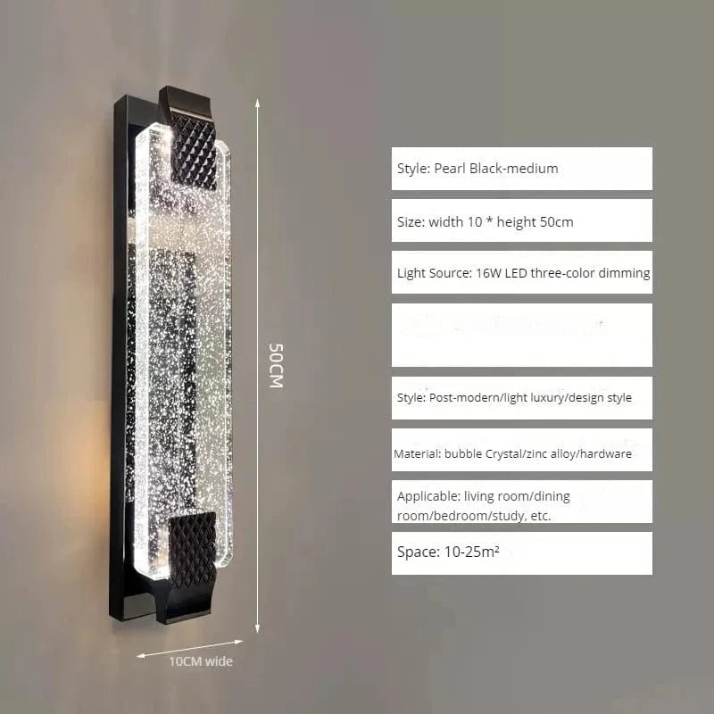 Applique Murale LED Bulle Cristal Luxe Moderne | Marco Lucetti Noir-50cm