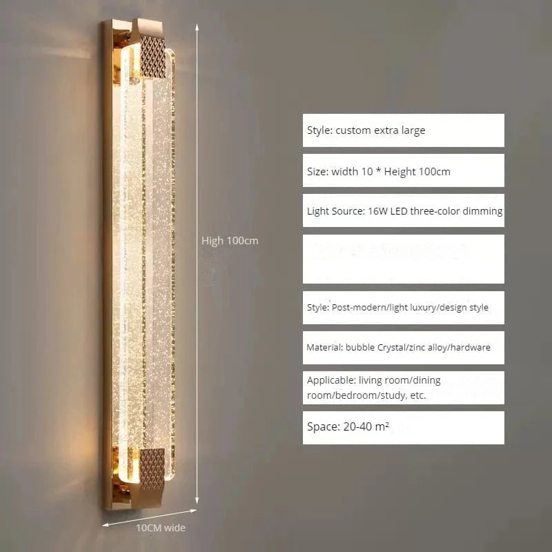 Applique Murale LED Bulle Cristal Luxe Moderne | Marco Lucetti Or-100cm