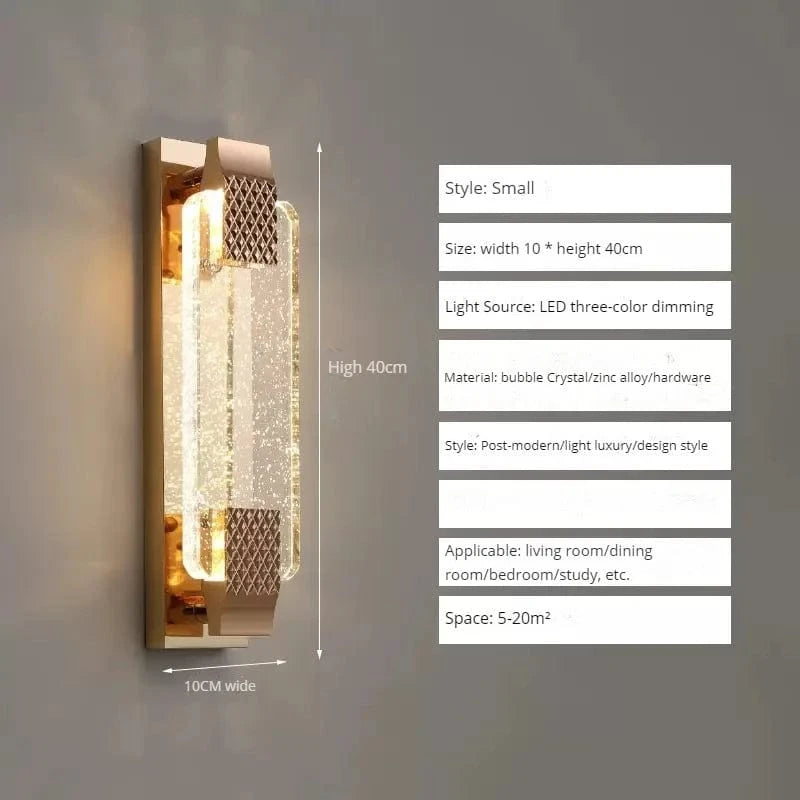 Applique Murale LED Bulle Cristal Luxe Moderne | Marco Lucetti Or-40cm