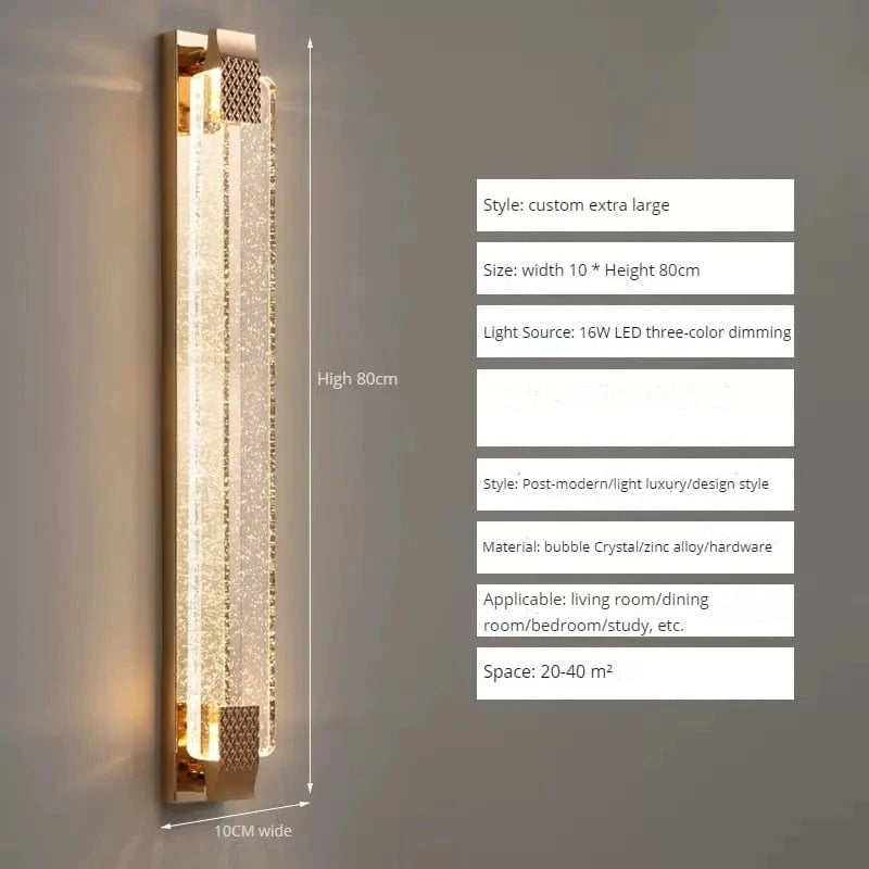 Applique Murale LED Bulle Cristal Luxe Moderne | Marco Lucetti Or-80cm