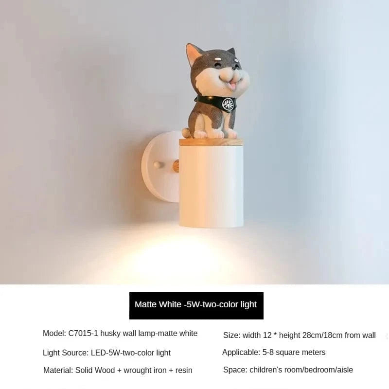 Applique murale LED "Chat Cartoon" | Marco Lucetti Chien gris-blanc