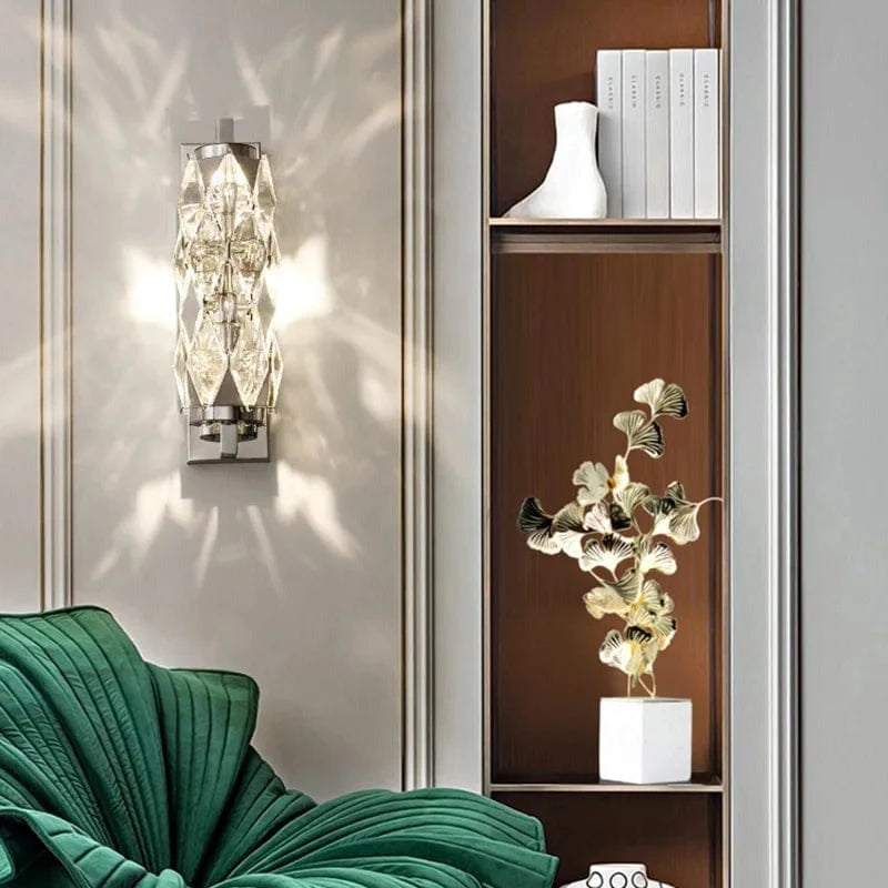 Applique murale LED chromée en verre de cristal avec 3 gradations ajustables | Marco Lucetti