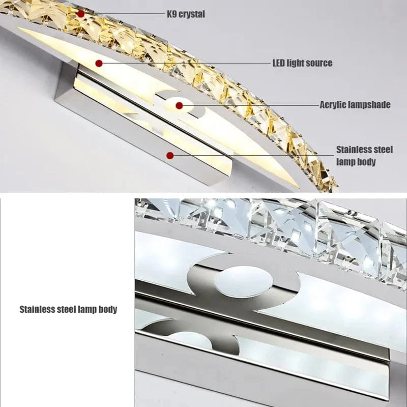 Applique murale LED cristal pour salle de bain et miroir. | Marco Lucetti