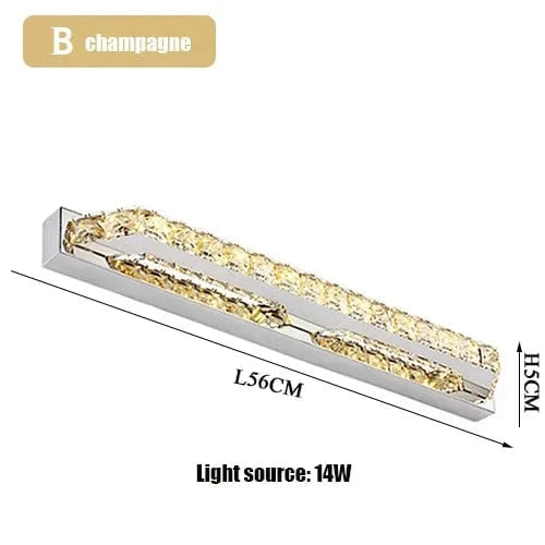 Applique murale LED cristal pour salle de bain et miroir. | Marco Lucetti B 56cmChampagne doré / Blanc chaud (2700-3500K)