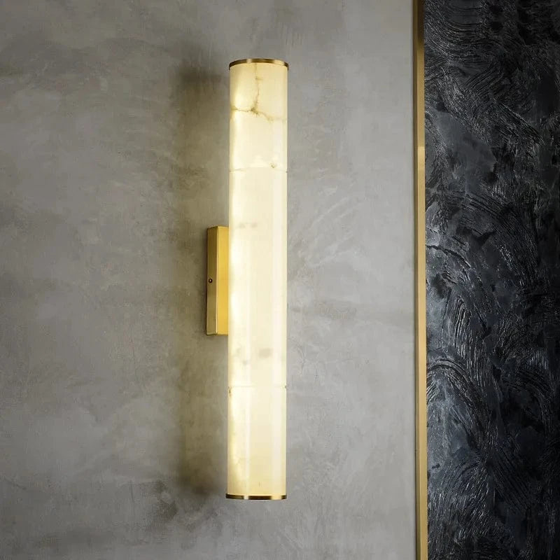 Applique murale LED cylindrique en marbre naturel - Luxe Éclatant | Marco Lucetti 30 cm / Lumière blanche