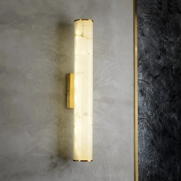 Applique murale LED cylindrique en marbre naturel - Luxe Éclatant | Marco Lucetti 30 cm / Lumière blanche