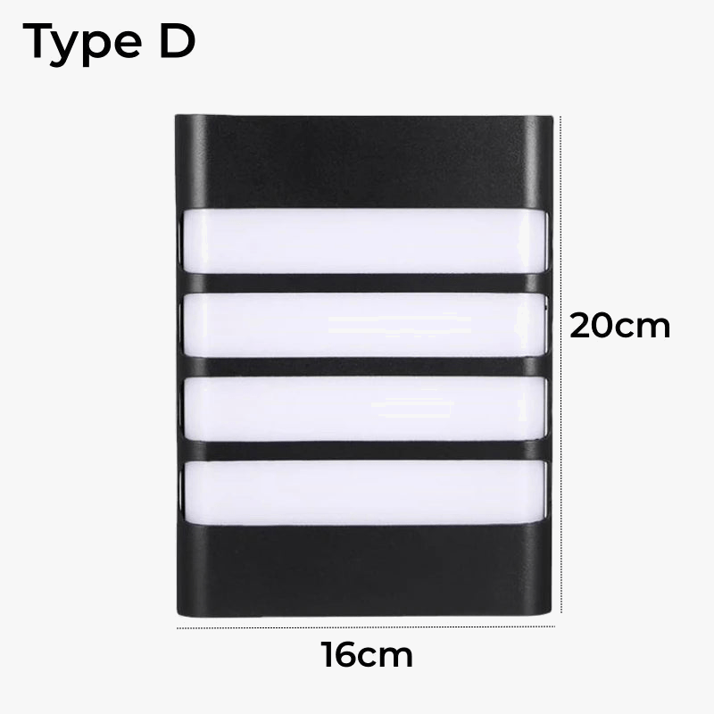 Applique murale LED d'extérieur en plastique/aluminium, étanche IP65 pour porte d'entrée, jardin, patio, terrasse et maison | Marco Lucetti