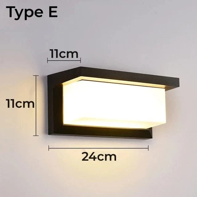 Applique murale LED d'extérieur en plastique/aluminium, étanche IP65 pour porte d'entrée, jardin, patio, terrasse et maison | Marco Lucetti Blanc chaud 3000K / E18W / Coque en plastique