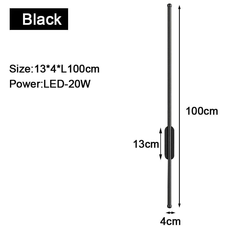 Applique murale LED d'intérieur Gold & Black | Marco Lucetti A Noir 100cm 20w / Blanc chaud